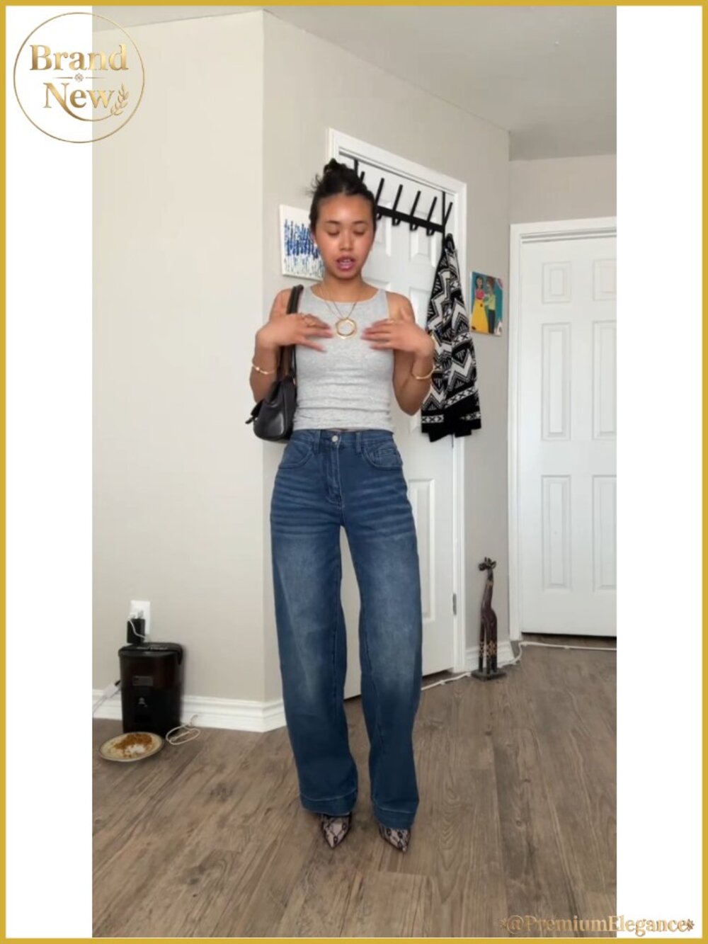 Wide Leg Baggy Jeans High Waist Stretchy Denim Pants Y2K - Picture 6 of 6